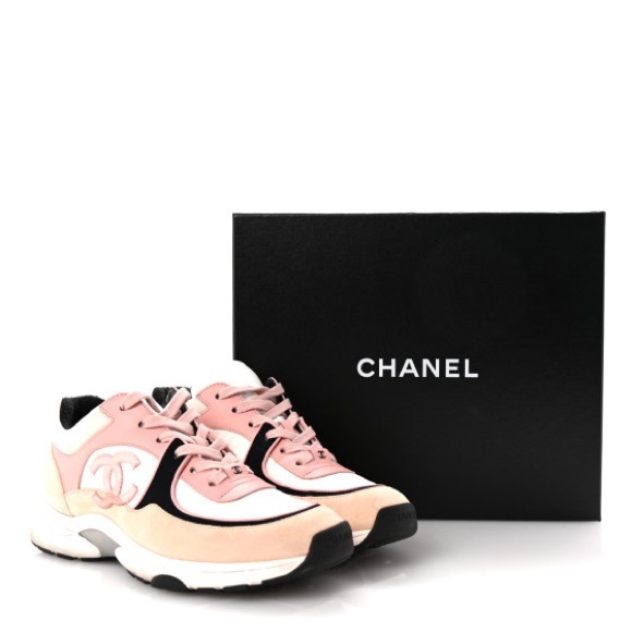 Authentic CHANEL Women's Pink and Black Sneakers - Picture 1 of 6